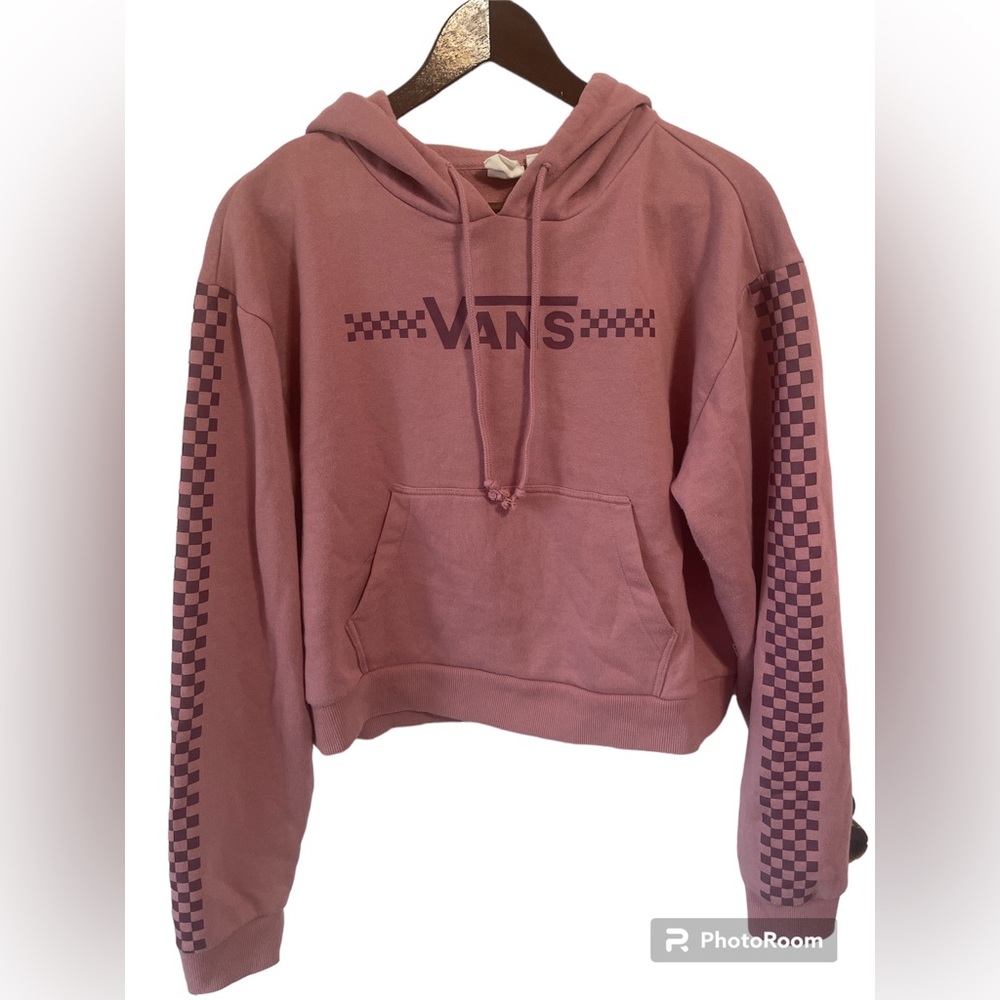 Vans Pink Cropped Drawstring Hooded Sweatshirt